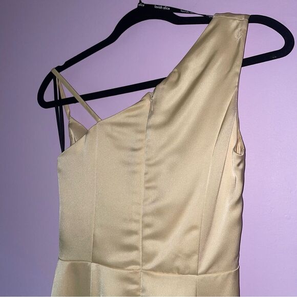 NEW Lavish Alice 4 Midi Cocktail Dress Cream Ruched Cowl Neckline - Picture 7 of 9